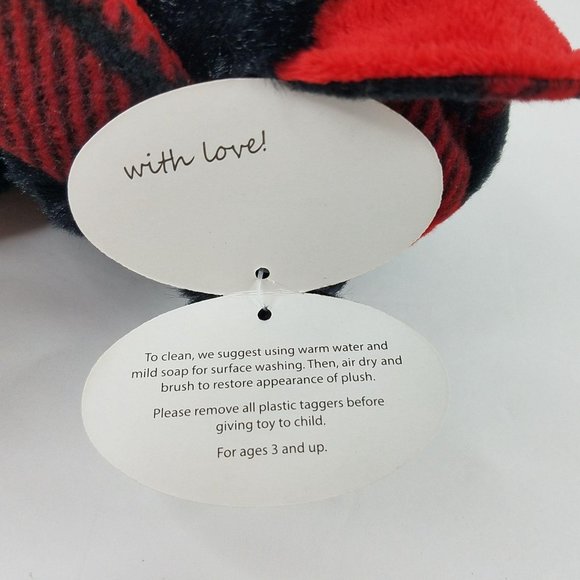 Black Bear Plush Red Plaid Trapper Hat Wishpets Rusty Winter Ear Flaps 2010 - Picture 8 of 9